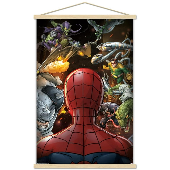 Marvel Comics - Spider-Man - Villains Wall Poster with Wooden Magnetic Frame, 22.375" x 34"
