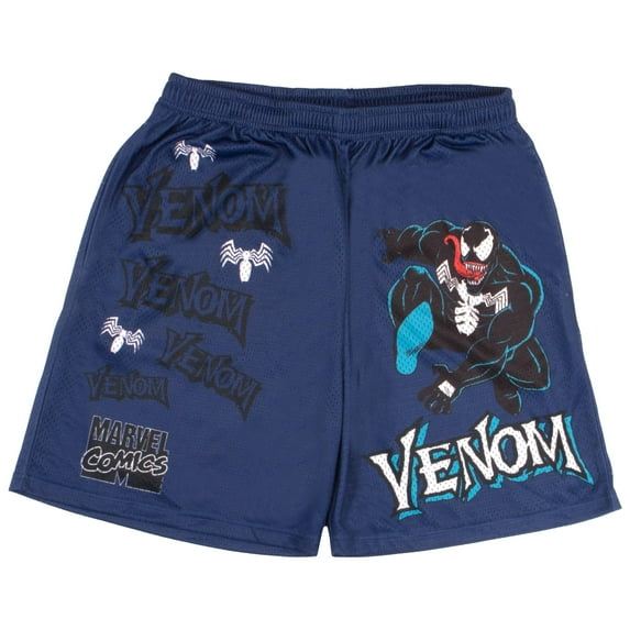 Marvel Comics Spider-Man Web-Slinging All Over Print, Venom Anti-Hero, Spiderman Mens Casual Drawstring Shorts (Size S-XL)