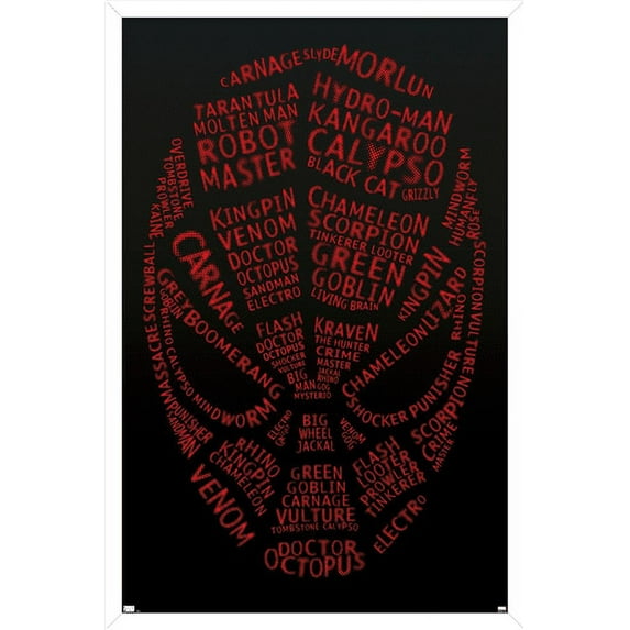 Marvel Comics - Spider-Man - Word Mask Wall Poster, 22.375" x 34", Framed