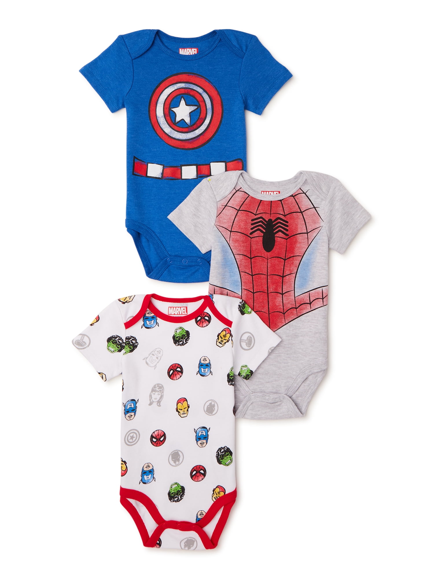 Marvel Comics, Spider Man and Captain America Baby Boys’ Bodysuits, 3