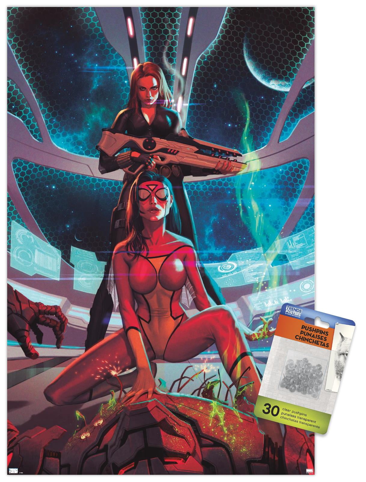 Marvel Comics - Spider Woman - Avengers Assemble #19 Wall Poster with Pushpins, 14.725" x 22.375"