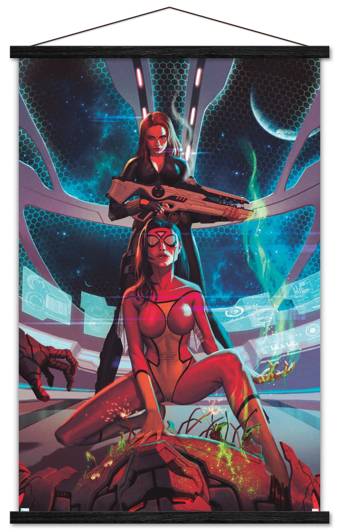 Marvel Comics - Spider Woman - Avengers Assemble #19 Wall Poster with Wooden Magnetic Frame, 22.375" x 34"