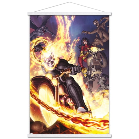 Marvel Comics - Spider Woman - Ghost Rider #6 Wall Poster with Wooden Magnetic Frame, 22.375" x 34"
