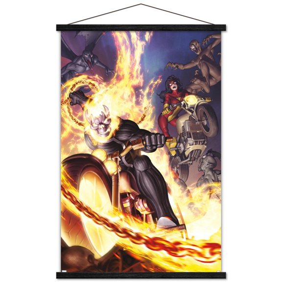 Marvel Comics - Spider Woman - Ghost Rider #6 Wall Poster with Wooden Magnetic Frame, 22.375" x 34"