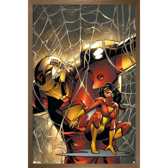 Marvel Comics - Spider Woman - Marvel Adventures Iron Man #10 Wall Poster, 14.725" x 22.375", Framed