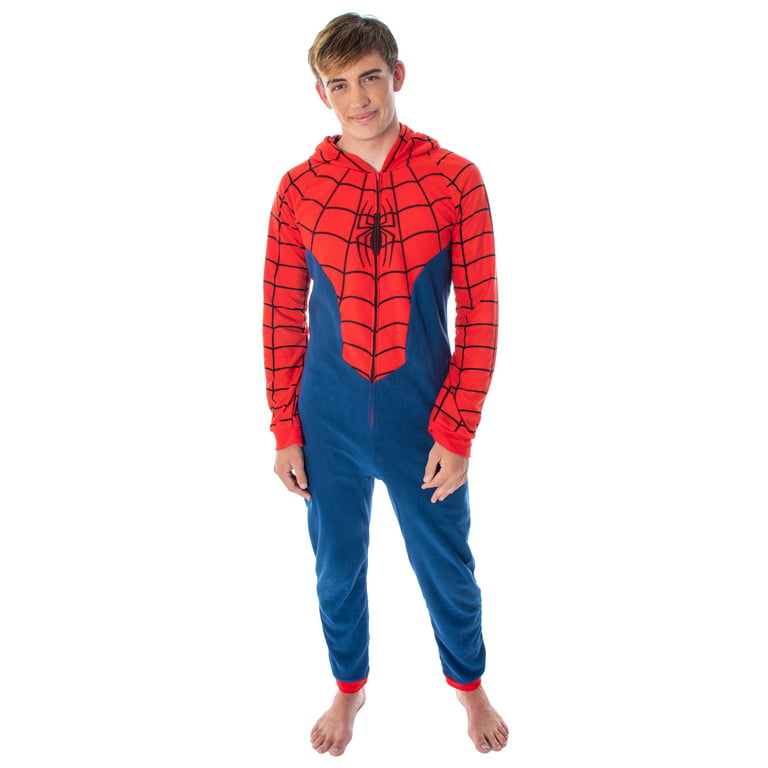 Marvel Comics Spiderman Costume Pajama Union Suit One-Piece Outfit (XXS/XS)