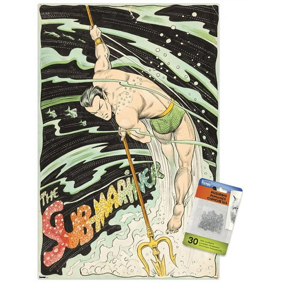 Marvel Comics - Sub-Mariner - Trident Wall Poster with Push Pins, 14.725" x 22.375"