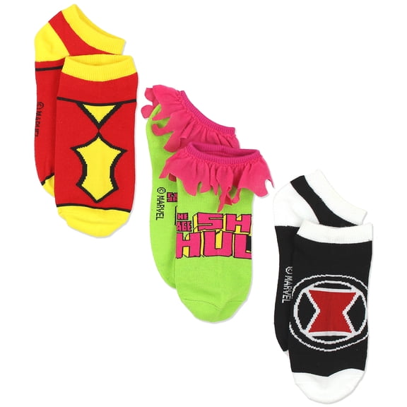 Marvel Comics Superhero Womens Novelty Costume 3 pack Low Rise Socks MCR1161
