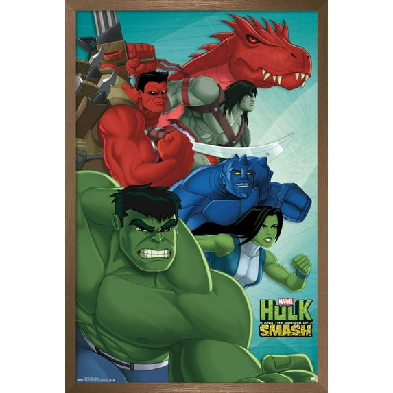 Marvel Comics TV - Hulk And The Agents Of Smash Wall Poster, 14.725" x 22.375", Framed
