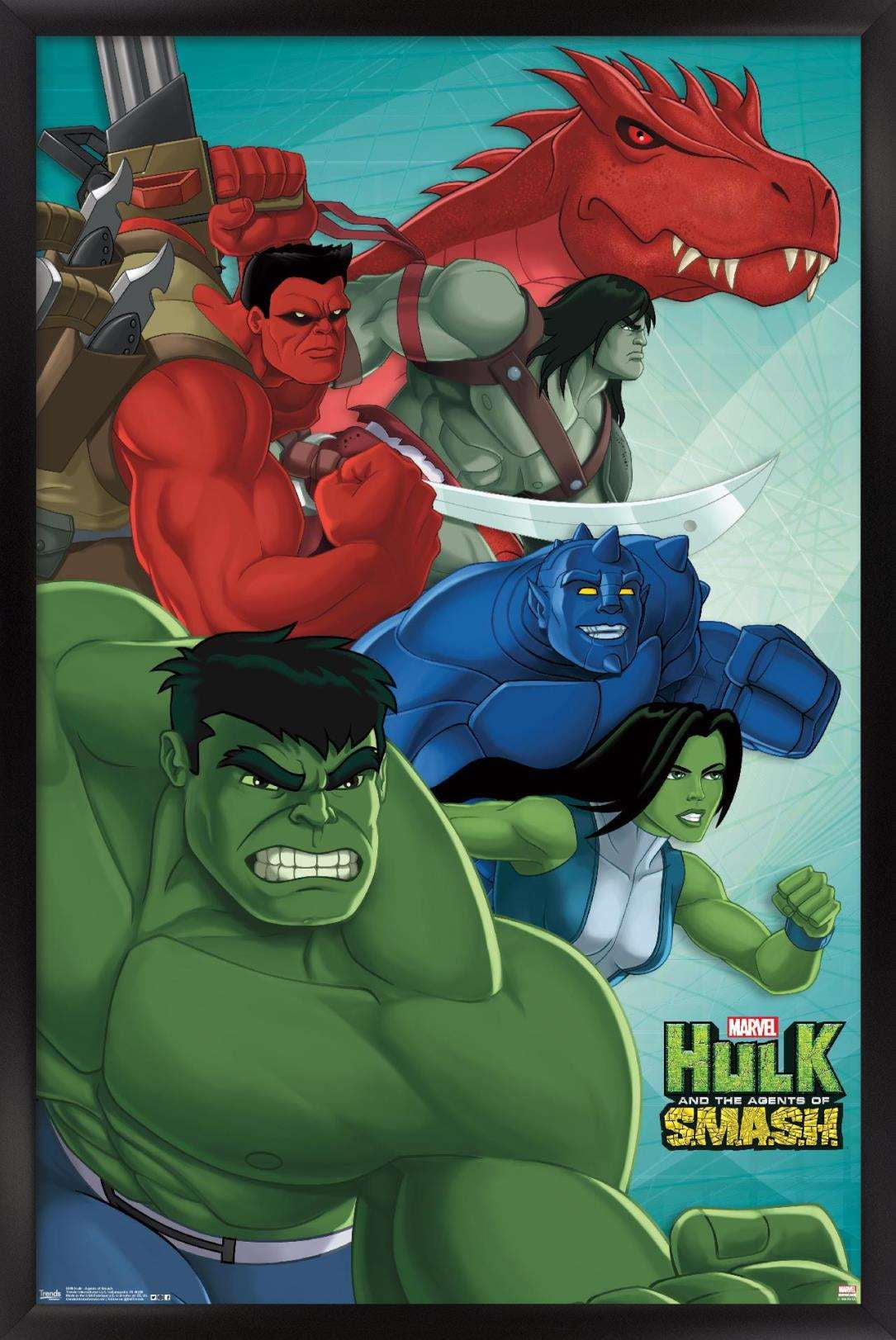 Marvel Comics TV - Hulk And The Agents Of Smash Wall Poster, 14.725" x 22.375", Framed