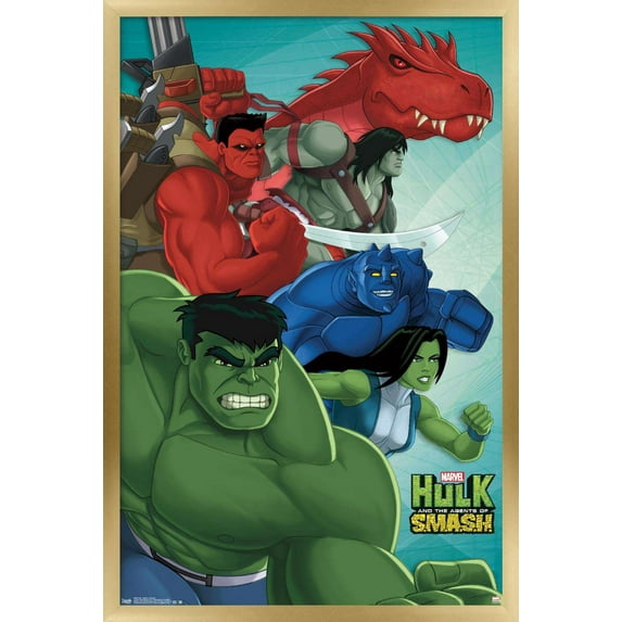 Marvel Comics TV - Hulk And The Agents Of Smash Wall Poster, 22.375" x 34", Framed