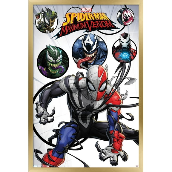 Marvel Comics TV - Spider- Man: Maximum Venom - Collage Wall Poster, 14.725" x 22.375", Framed