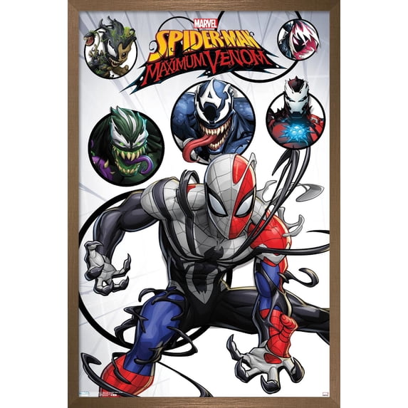 Marvel Comics TV - Spider- Man: Maximum Venom - Collage Wall Poster, 22.375" x 34", Framed