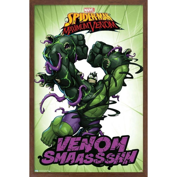 Marvel Comics TV - Spider- Man: Maximum Venom - Venom Smash Wall Poster, 14.725" x 22.375", Framed