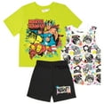 thumbnail image 1 of Marvel Comics Team-Up of Characters Boys 3-Piece Set - Short Sleeve T-Shirt, Tank Top, & Shorts 3-Pack Bundle Set for Kids and Toddlers (Size 4-8), 1 of 5