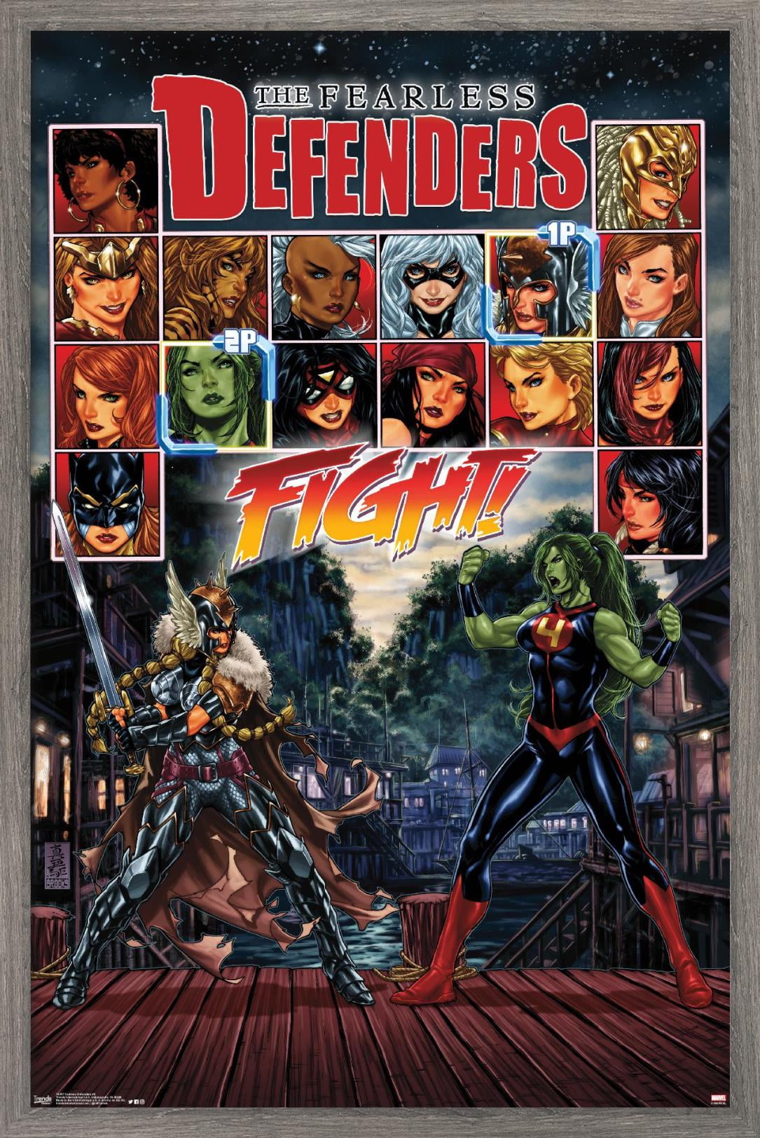 Marvel Comics - The Fearless Defenders - Fight! Wall Poster, 14.725" x 22.375", Framed