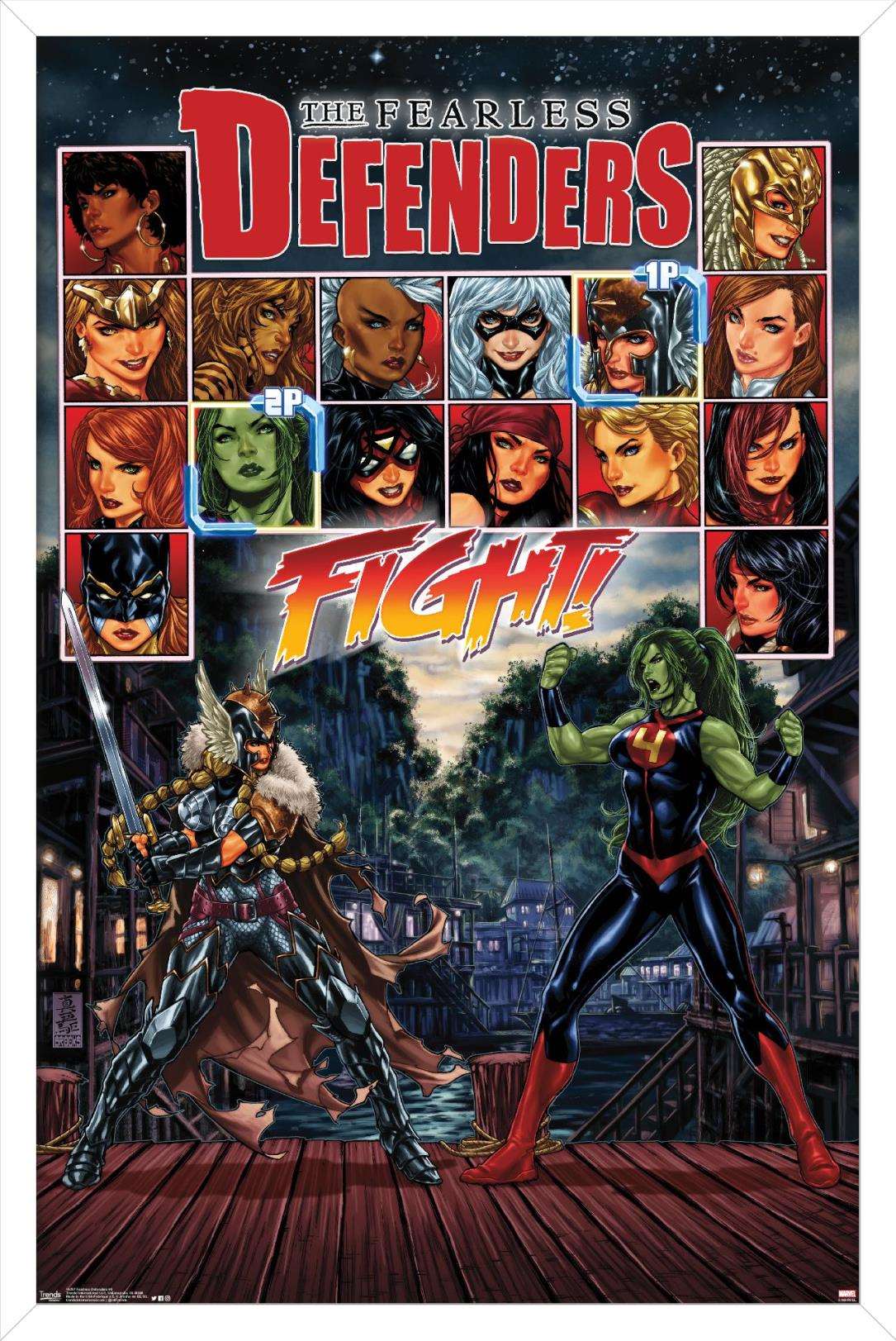 Marvel Comics - The Fearless Defenders - Fight! Wall Poster, 14.725" x 22.375", Framed