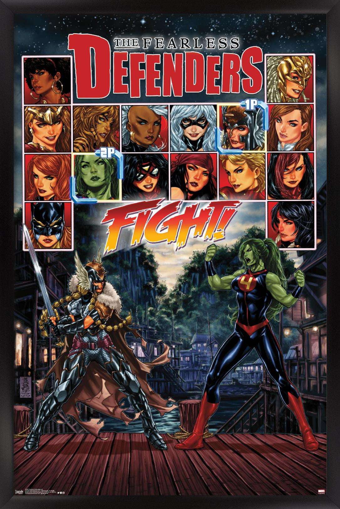 Marvel Comics - The Fearless Defenders - Fight! Wall Poster, 14.725" x 22.375", Framed