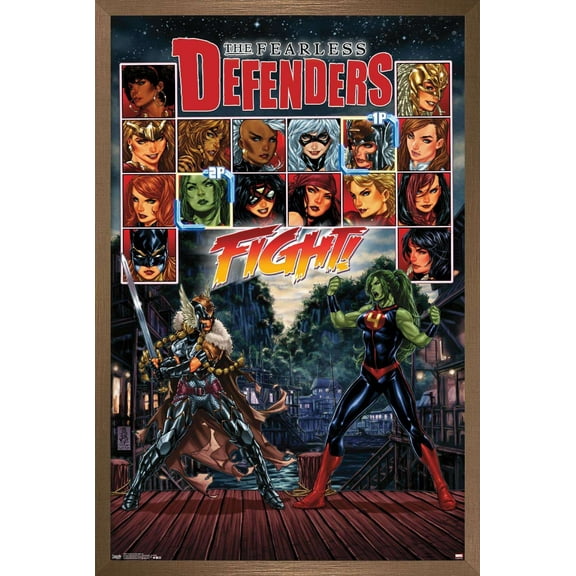 Marvel Comics - The Fearless Defenders - Fight! Wall Poster, 14.725" x 22.375", Framed