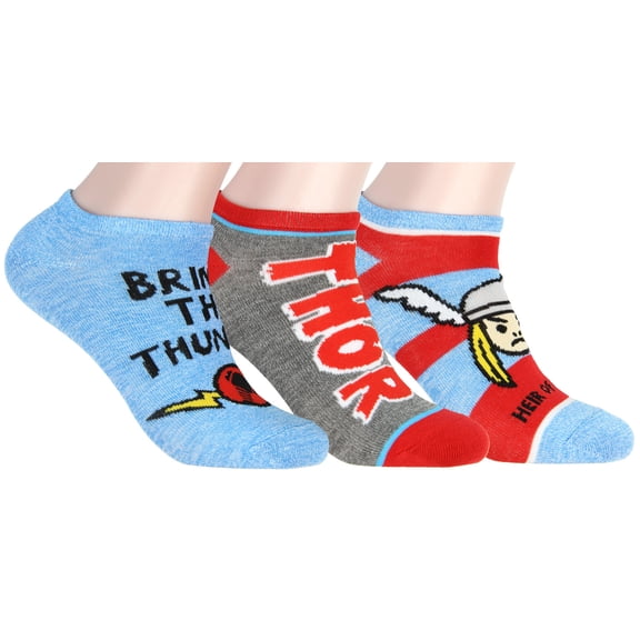 Marvel Comics The Mighty Thor God of Thunder 3-Pack Low Cut OSFA Ankle Socks