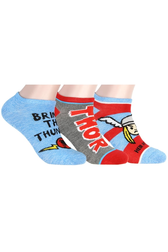 Marvel Comics The Mighty Thor God of Thunder 3-Pack Low Cut OSFA Ankle Socks