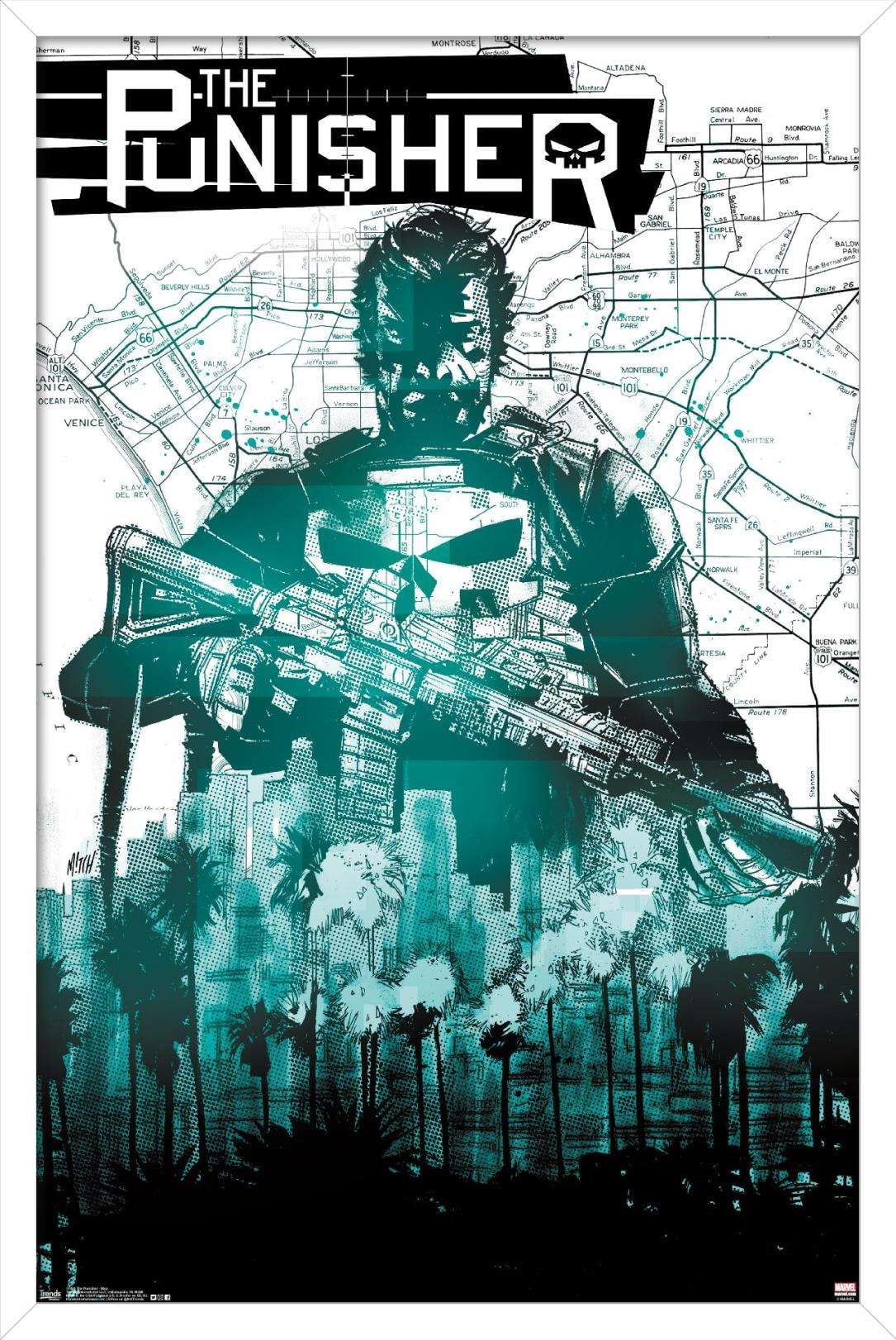 Marvel Comics - The Punisher - Map Wall Poster, 14.725" x 22.375", Framed