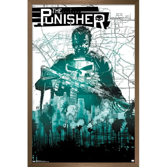Marvel Comics - The Punisher - Map Wall Poster, 22.375" x 34", Framed
