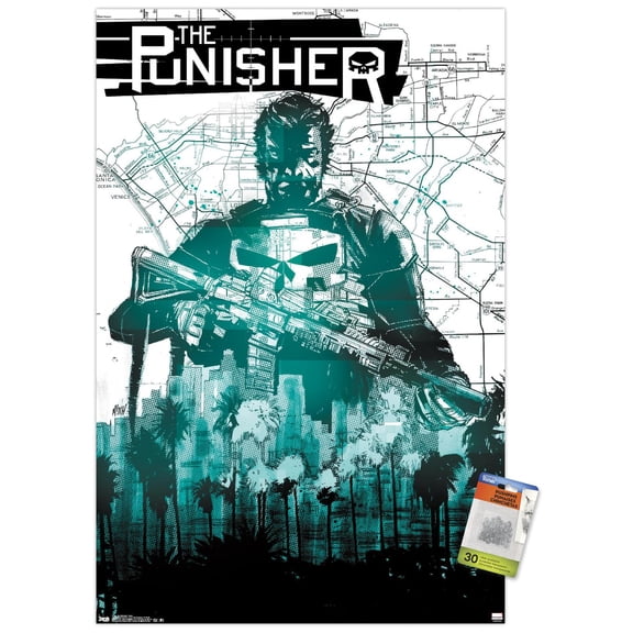 Marvel Comics The Punisher - Map Wall Poster with Push Pins, 22.375" x 34"