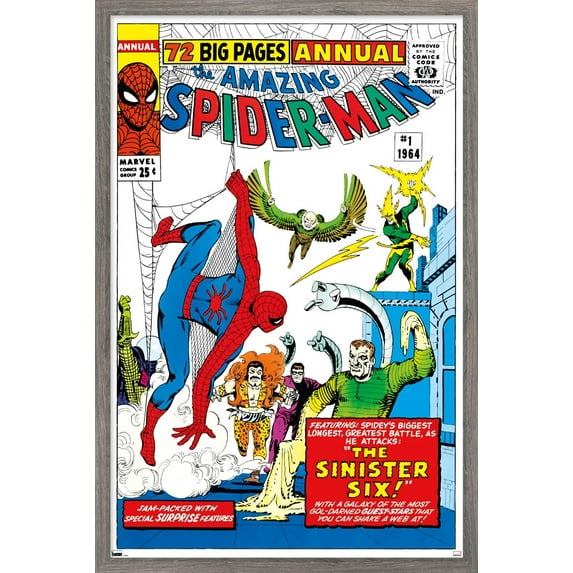 Marvel Comics - The Sinister Six - Amazing Spider-Man Annual #1 Wall Poster, 14.725" x 22.375", Framed
