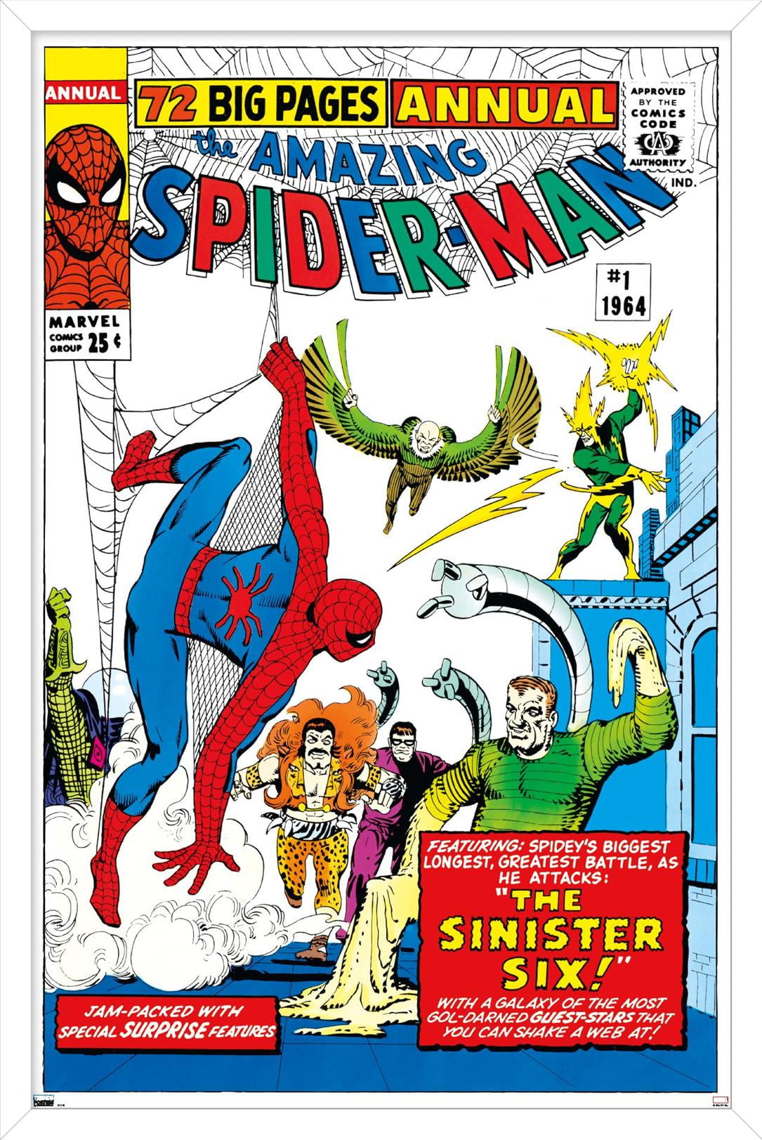 Marvel Comics - The Sinister Six - Amazing Spider-Man Annual #1 Wall Poster, 14.725" x 22.375", Framed