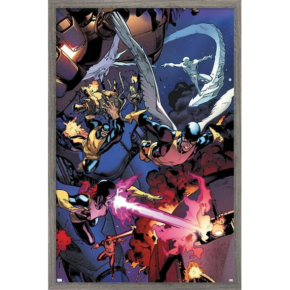 Marvel Comics - The X-Men - Classic Group Fighting Wall Poster, 22.375" x 34", Framed