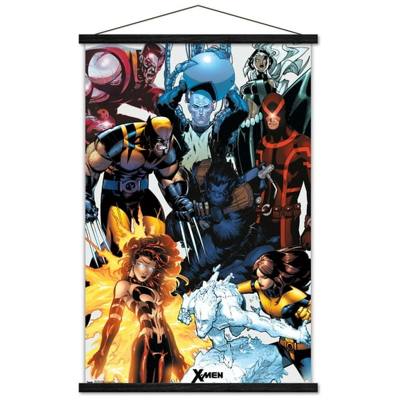 Marvel Comics - The X-Men - Collage Wall Poster with Wooden Magnetic Frame, 22.375" x 34"