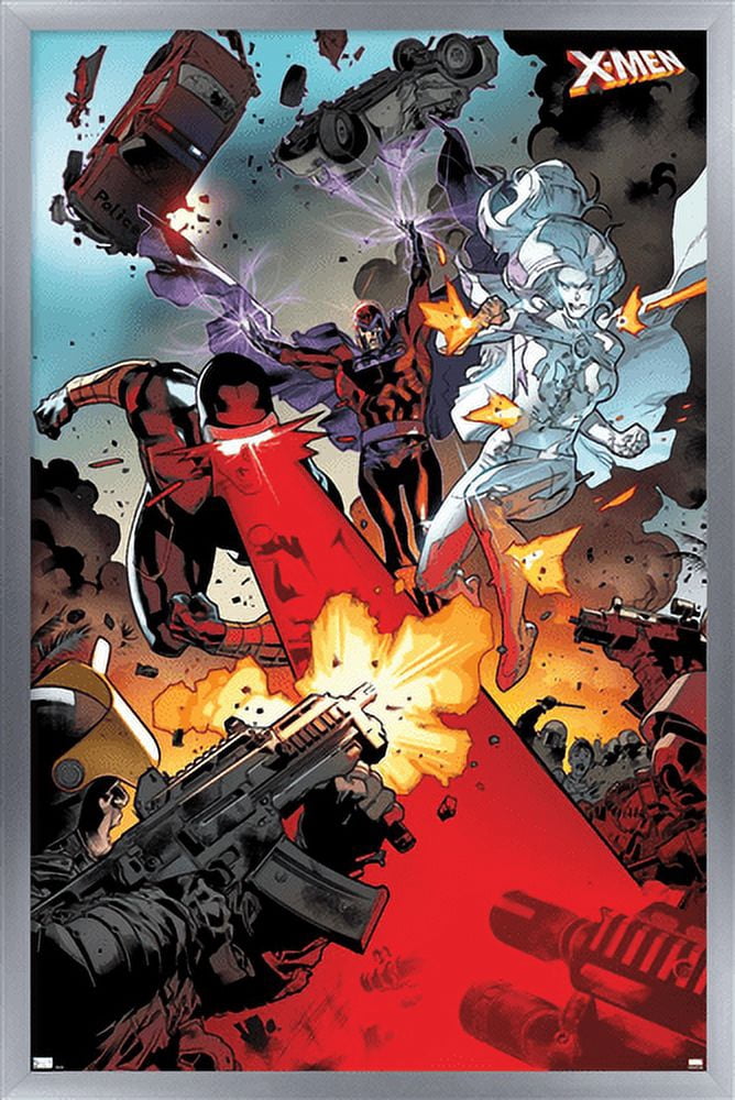 Marvel Comics - The X-Men - Cyclops Magneto Emma Frost Wall Poster, 22.375" x 34", Framed