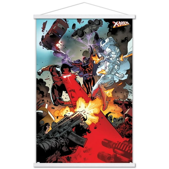 Marvel Comics - The X-Men - Cyclops Magneto Emma Frost Wall Poster with Wooden Magnetic Frame, 22.375" x 34"