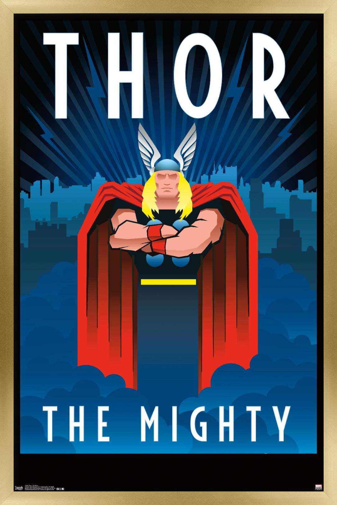 Marvel Comics - Thor - Art Deco Wall Poster, 14.725" x 22.375", Framed