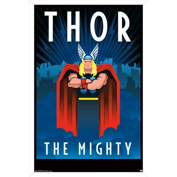 Marvel Comics - Thor - Art Deco Wall Poster, 14.725" x 22.375", Framed