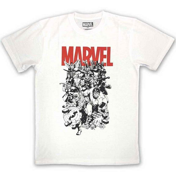 Marvel Comics Unisex T-Shirt: Black & White Characters (Large)