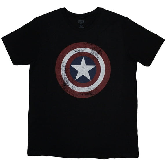 Marvel Comics Unisex T-Shirt: Captain America Distressed Shield (Large)
