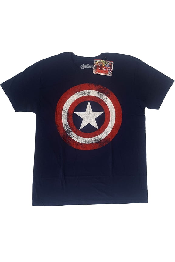 Marvel Comics Unisex T-Shirt Captain America Distressed Shield (Large)