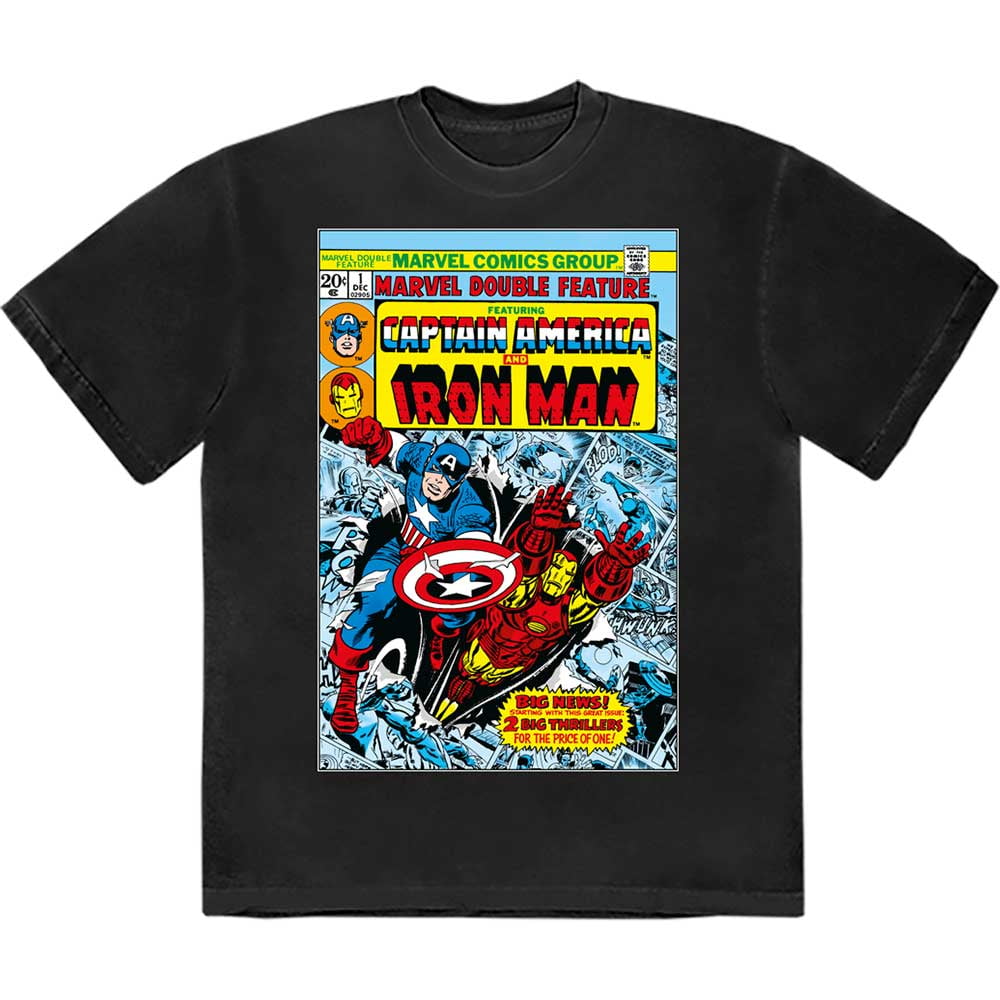 Marvel Comics Unisex T-Shirt Captain America & Iron Man Comic Cover