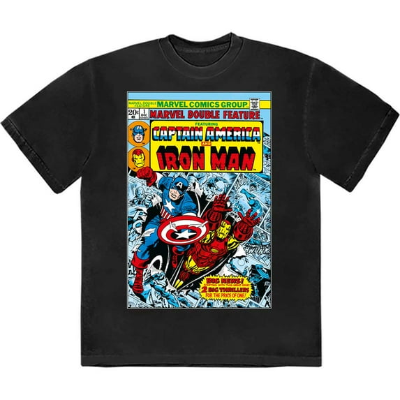 Marvel Comics Unisex T-Shirt Captain America & Iron Man Comic Cover