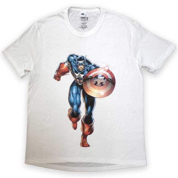 Marvel Comics Unisex T-Shirt: Captain America Running (Medium)