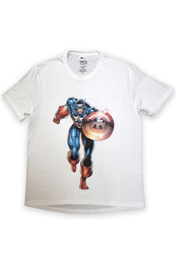 Marvel Comics Unisex T-Shirt: Captain America Running (Small)