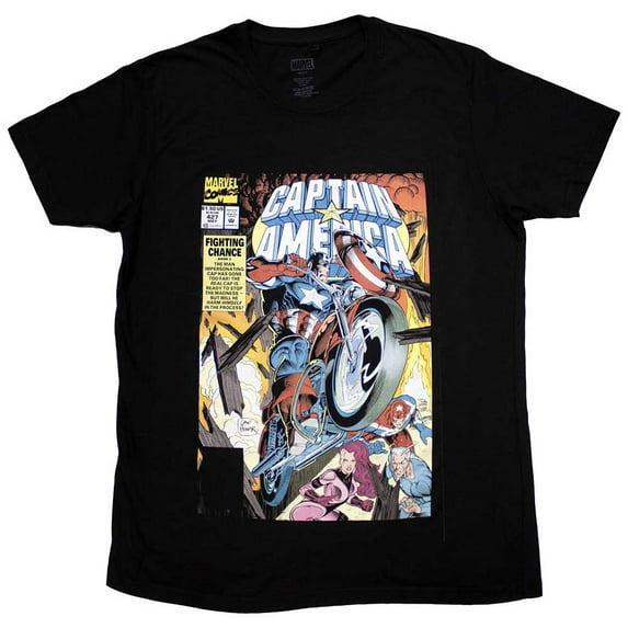 Marvel Comics Unisex T-Shirt: Captain America Wheel Comic Cover (Large)