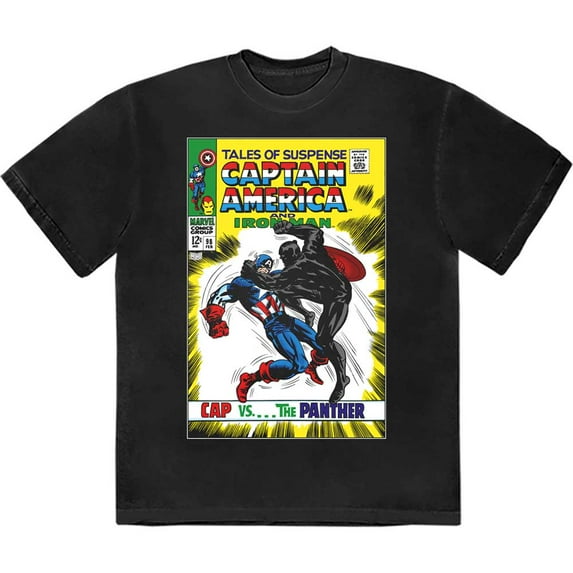 Marvel Comics Unisex T-Shirt Captain America vs The Panther Comic Cover