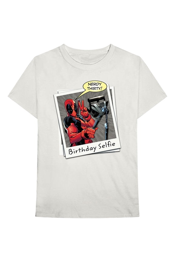 Marvel Comics Unisex T-Shirt Deadpool Birthday Selfie (Medium)