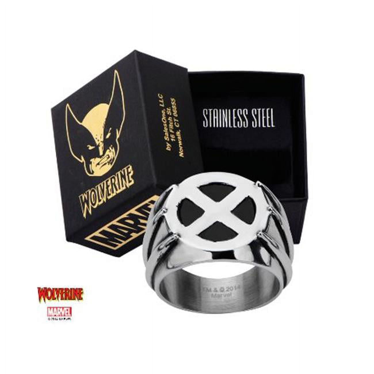 Marvel Comics Unisex Wolverine Stainless Steel Ring, Size 9