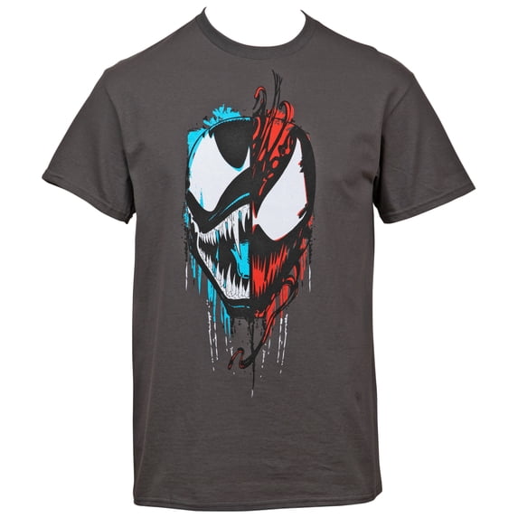 Carnage Mens Marvel Comics Venom Split Face T-Shirt, Grey - 2XL