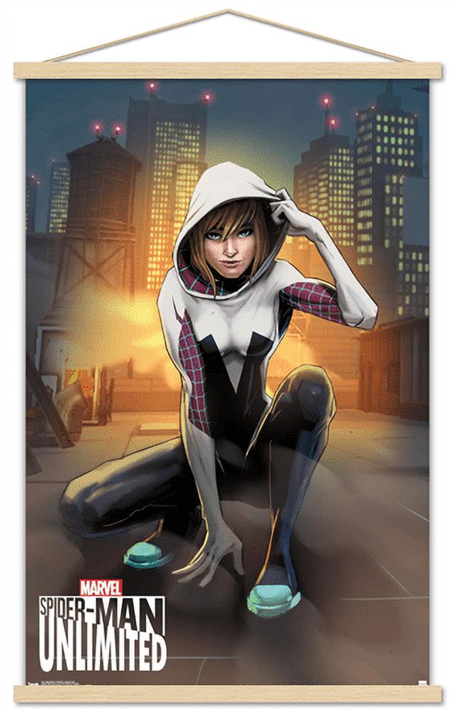 Marvel Comics Video Game - Spider-Man: Unlimited - Spider-Gwen Wall Poster with Wooden Magnetic Frame, 22.375" x 34"