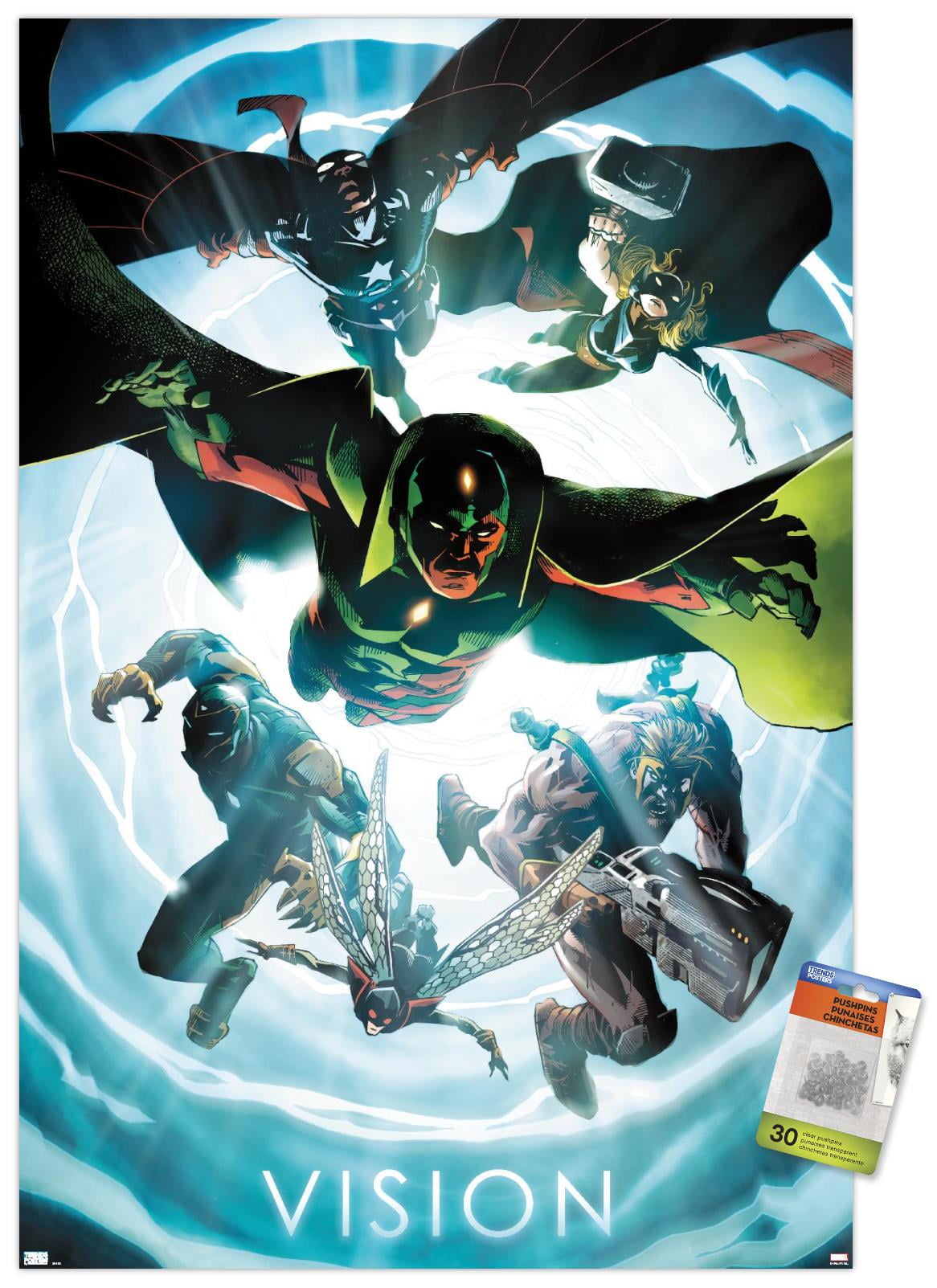 Marvel Comics - Vision - Avengers #1 Wall Poster with Pushpins, 22.375" x 34"